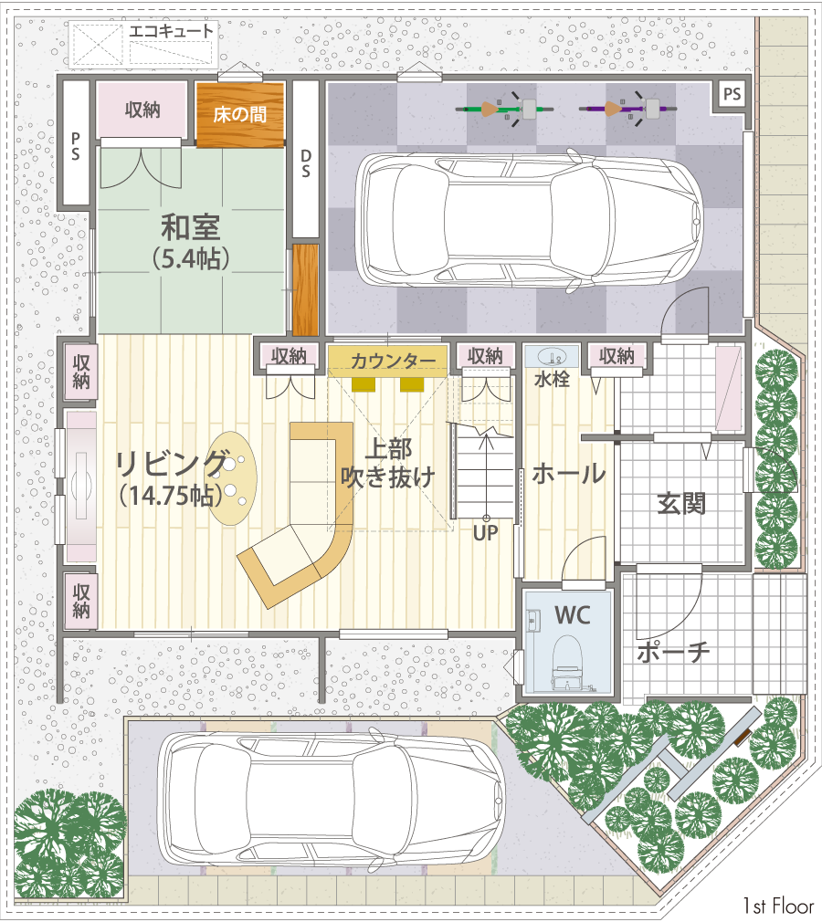 間取り　1F面積：51.13㎡