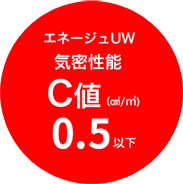 エネージュUW気密性能C値0.5以下